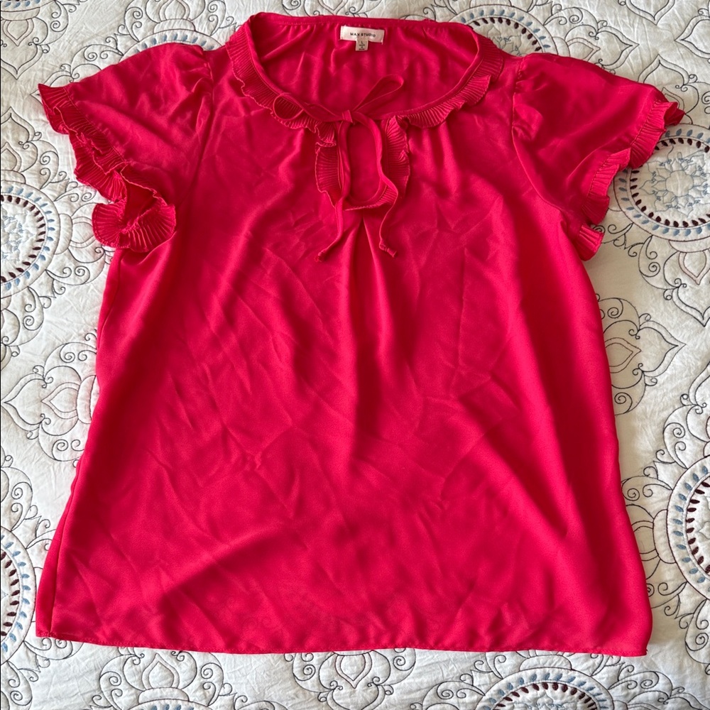 Max Studio Vibrant Pink Ruffled Blouse